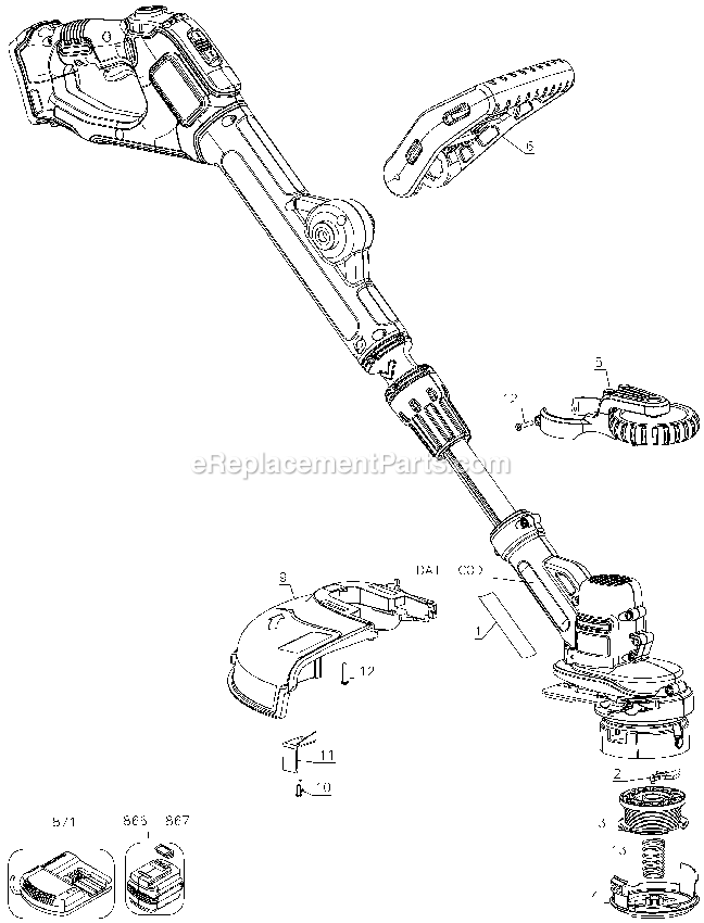 Page A Diagram and Parts List for LST522 Type 2 Black and Decker Trimmer